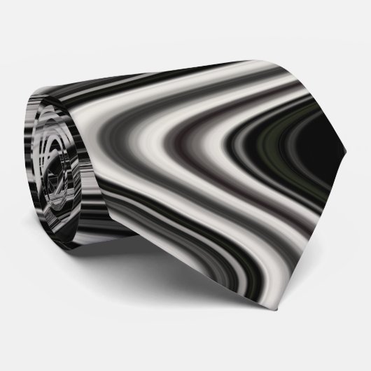 Zwart-wit Zebra golvende abstractie Stropdas (Opgerold)