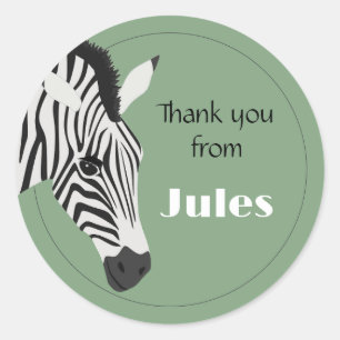 Zwart Wit Zebra Groen Dank u Ronde Sticker
