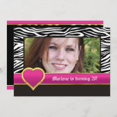 Zwart wit zebra & hart 20e verjaardag foto kaart (Voorkant / Achterkant)