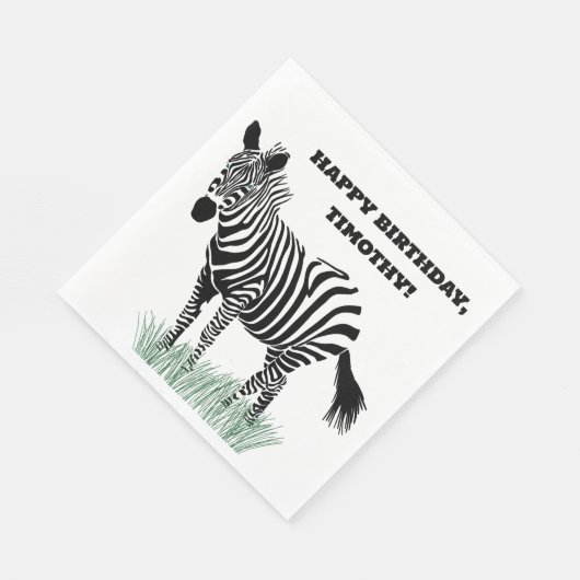 Zwart-wit Zebra in de Grass Party Servet (Hoek)