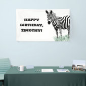 Zwart-wit Zebra in de Grass Party Spandoek (Beurs)