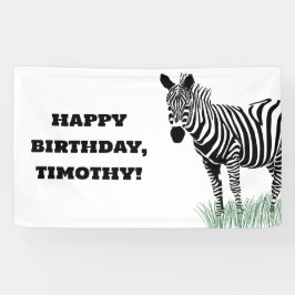 Zwart-wit Zebra in de Grass Party Spandoek