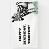 Zwart-wit Zebra in de Grass Party Spandoek (Verticaal)