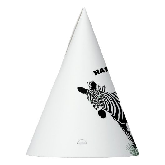 Zwart-wit Zebra in het gras Feesthoedjes (Links)