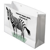 Zwart-wit Zebra in het gras Groot Cadeauzakje (Voorkant Gekanteld)