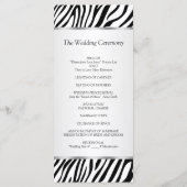 Zwart wit zebra, lint, juweel Trouwprogramma Programmakaart (Achterkant)