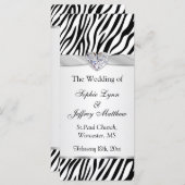 Zwart wit zebra, lint, juweel Trouwprogramma Programmakaart (Voorkant / Achterkant)