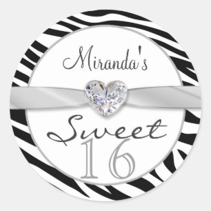 Zwart wit zebra, lint Sweet 16 Sticker