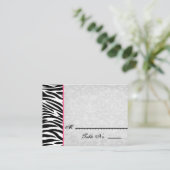 Zwart Wit Zebra met Grunge Damask Place Cards Plaatskaartje (Staand voorkant)