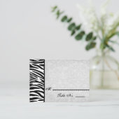 Zwart Wit Zebra met Grunge Damask Place Cards Plaatskaartje (Staand voorkant)