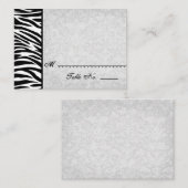 Zwart Wit Zebra met Grunge Damask Place Cards Plaatskaartje (Voorkant / Achterkant)