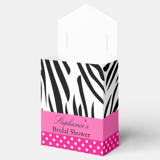 Zwart-wit Zebra met warmroze Vrijgezellenfeest Bedankdoosjes (Geopend)