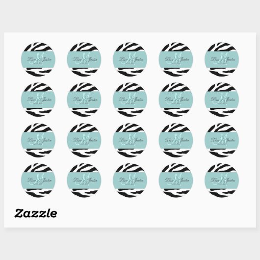Zwart-wit zebra/monogram stickers (Vel)