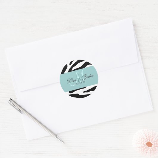 Zwart-wit zebra/monogram stickers (Envelop)