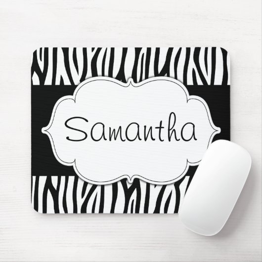 Zwart-wit Zebra op maat Muismat (Met muis)