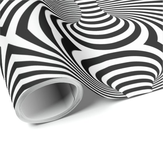 Zwart wit Zebra Optical Art Pattern Wrap Paper Cadeaupapier (Rol Hoek)