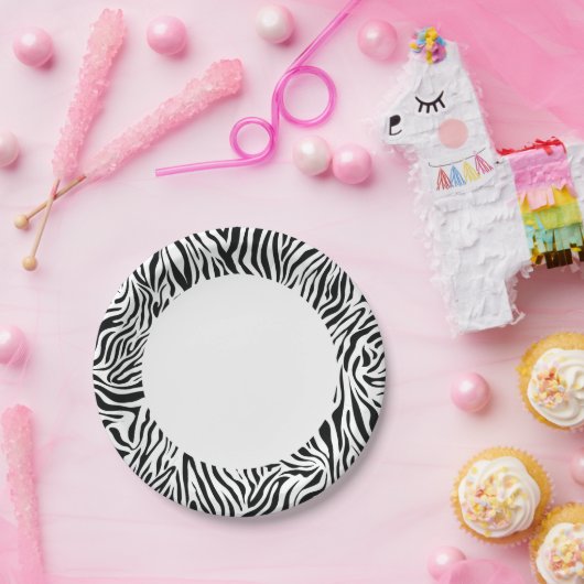 Zwart-wit Zebra Papieren Bordje (Feest)