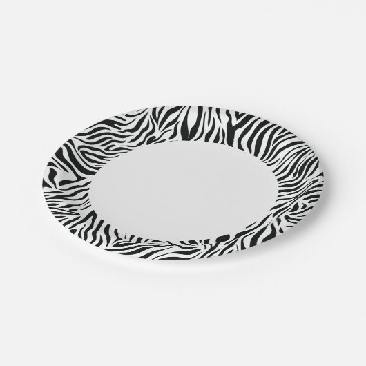 Zwart-wit Zebra Papieren Bordje (Gekanteld)