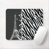 Zwart-wit Zebra; Parijs Muismat (Met muis)