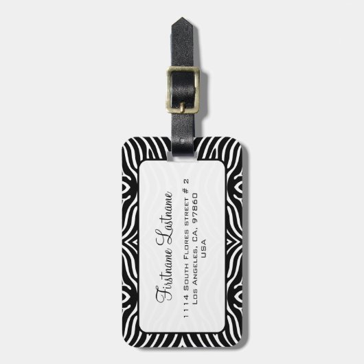 Zwart-wit zebra patroon aangepast bagagelabel (Voorkant verticaal)