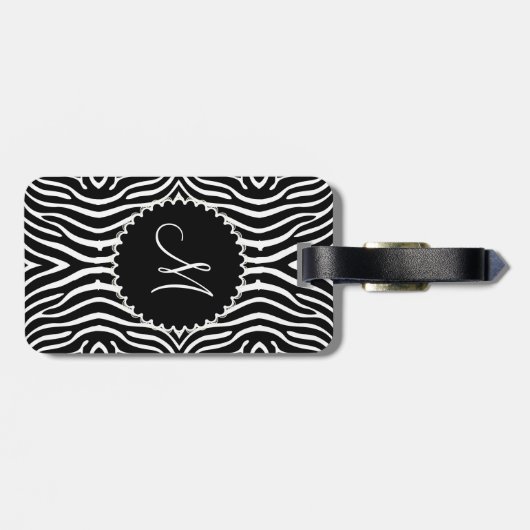 Zwart-wit zebra patroon aangepast bagagelabel (Achterkant horizontaal)