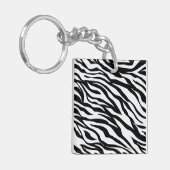 Zwart-wit Zebra Patroon Dierenprint Sleutelhanger (Voorkant Links)