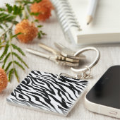 Zwart-wit Zebra Patroon Dierenprint Sleutelhanger (Voorkant Rechts)