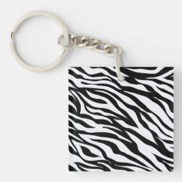 Zwart-wit Zebra Patroon Dierenprint Sleutelhanger
