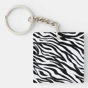 Zwart-wit Zebra Patroon Dierenprint Sleutelhanger