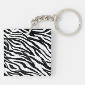 Zwart-wit Zebra Patroon Dierenprint Sleutelhanger (Achterkant)