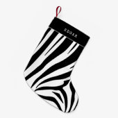 Zwart-wit Zebra patroon Kleine Kerstsok (Voorkant (Hangend))