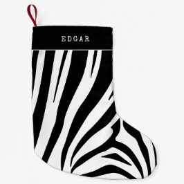 Zwart-wit Zebra patroon Kleine Kerstsok