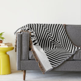 Zwart Wit Zebra Patroon Modern Monogram Deken