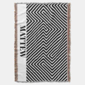 Zwart-wit zebra patroon modern monogram deken (Voorkant Verticaal)