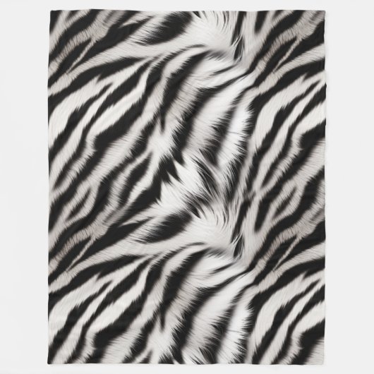 Zwart Wit Zebra Print Bont Fleece Deken (Voorkant)