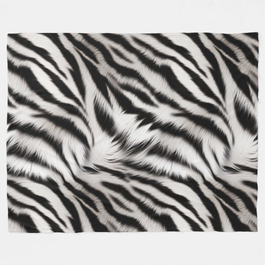 Zwart Wit Zebra Print Bont Fleece Deken (Voorkant (Horizontaal))