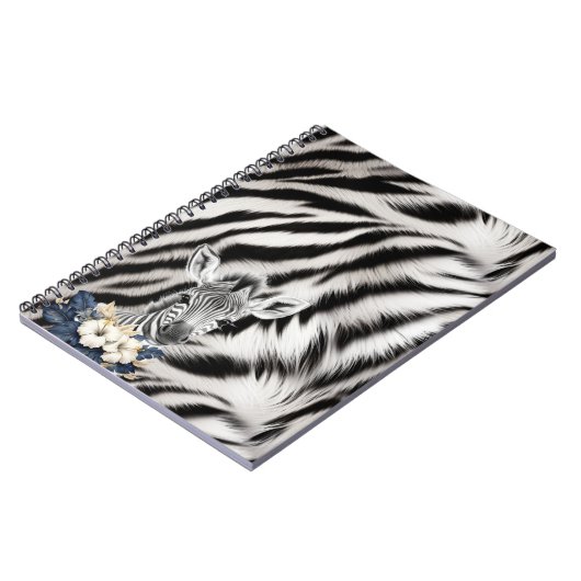Zwart Wit Zebra Print Bont Notitieboek (Linkerzijde)