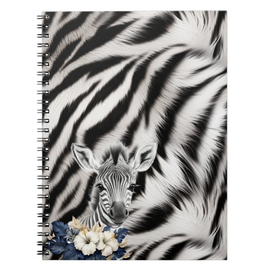 Zwart Wit Zebra Print Bont Notitieboek (Voorkant)