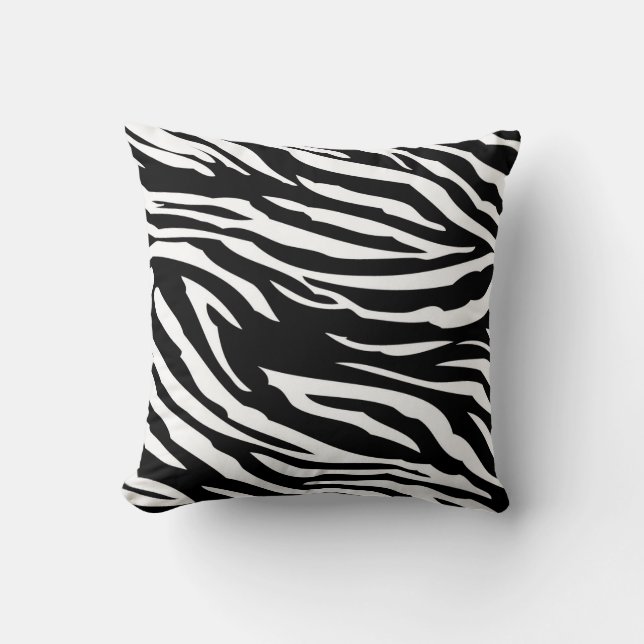 Zwart-wit Zebra Print Couch Sierkussen (Voorkant)