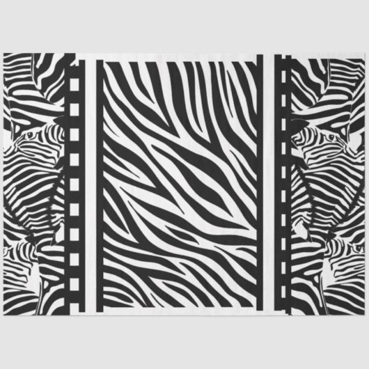 Zwart-wit Zebra Print Decoupage Tissuepapier (Voorkant)