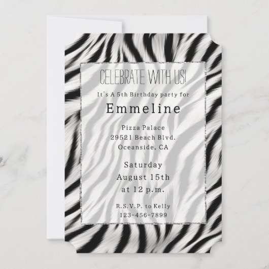 Zwart Wit Zebra Print Dier Kaart (Voorkant)