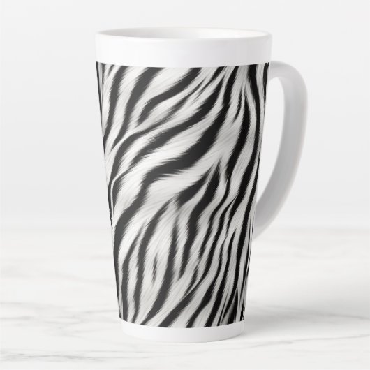 Zwart Wit Zebra Print Dier Latte Mok (Rechterhoek)