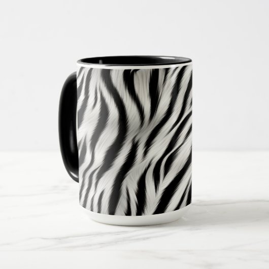 Zwart Wit Zebra Print Dier Mok (Voorkant links)