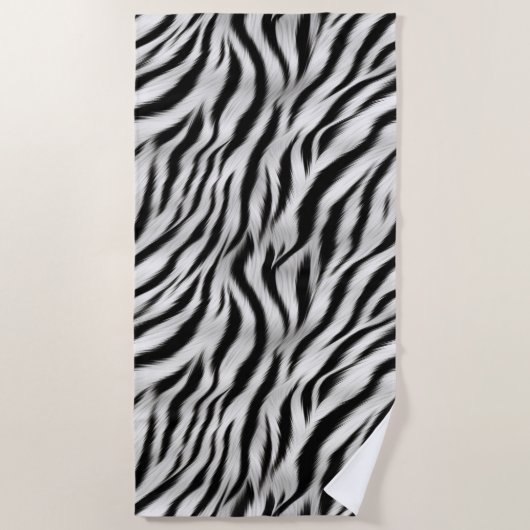 Zwart Wit Zebra Print Dier Strandlaken (Voorkant)