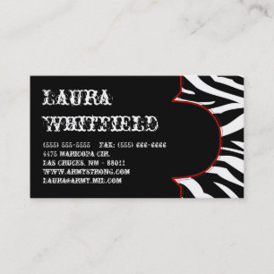 Zwart-wit Zebra Print Dier Visitekaartje