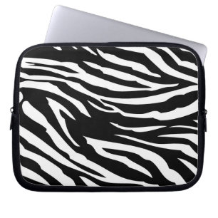 Zwart-wit Zebra Print Dierenbeschermend Hoesje Laptop Sleeve