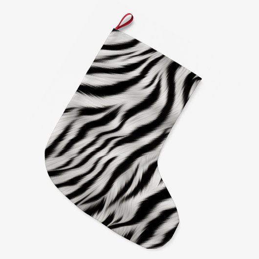 Zwart Wit Zebra Print Dierensafari Grote Kerstsok (Voorkant (Hangend))