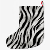 Zwart Wit Zebra Print Dierensafari Grote Kerstsok (Achterkant)