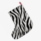 Zwart Wit Zebra Print Dierensafari Grote Kerstsok (Achterkant (Hangend))