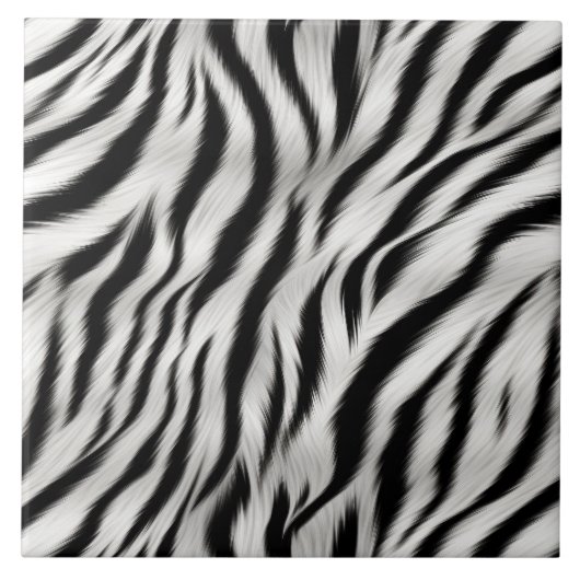 Zwart Wit Zebra Print Dierensafari Tegeltje (Voorkant)